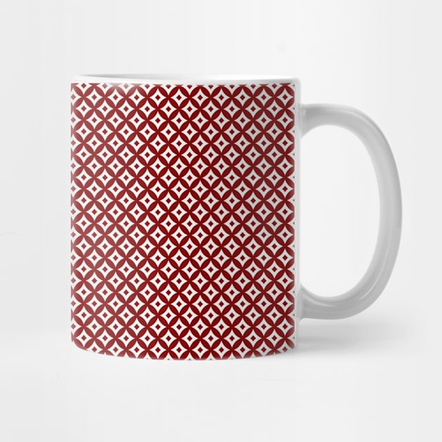 Dark Christmas Candy Apple Red and White Cross-Hatch Astroid Grid Pattern by podartist